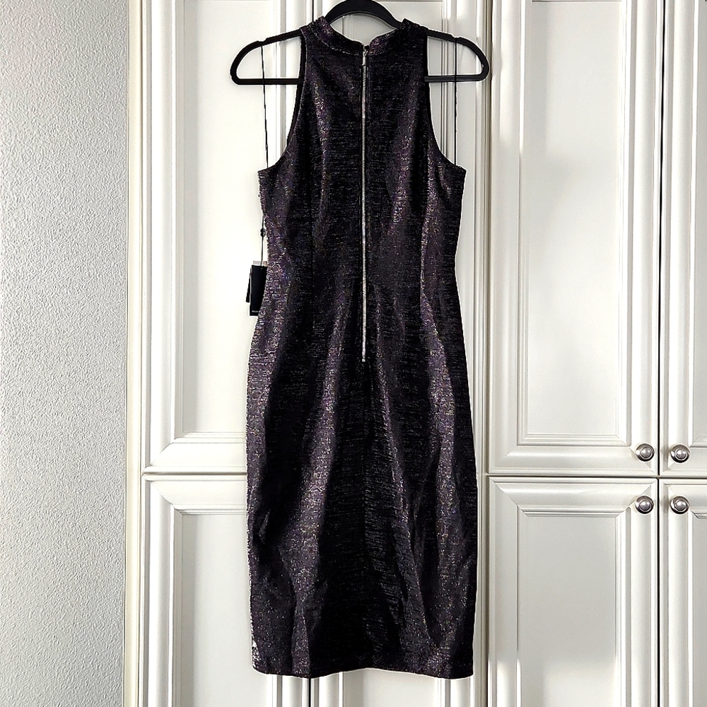 NWT ADRIANNA PAPELL | Metallic Midi Cocktail Dress - Picture 10 of 11